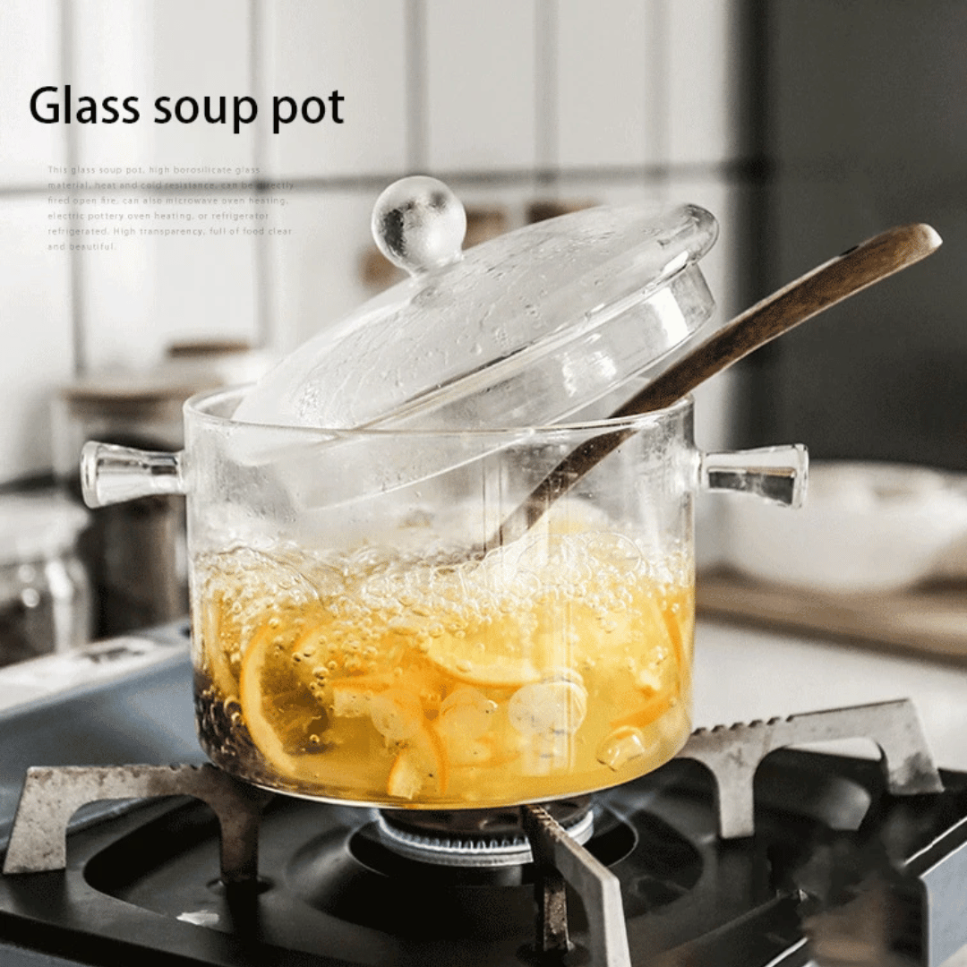 Transparent Glass Soup Pot Household Kitchen Cooking Saucepan Cookware