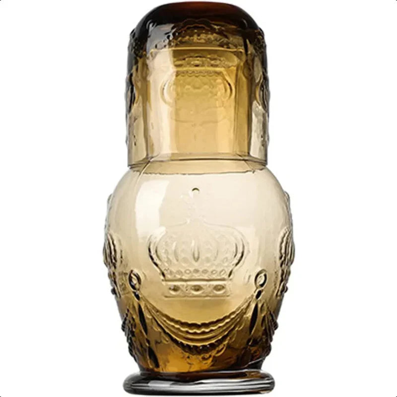 Tumbler Glass Pitcher And Cup Retro Crown Relief Glass Water Carafe