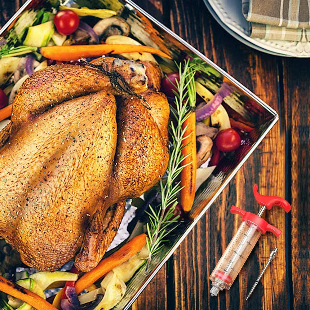 Turkey Meat Injector Syringe with 3 Marinade Injector Needles