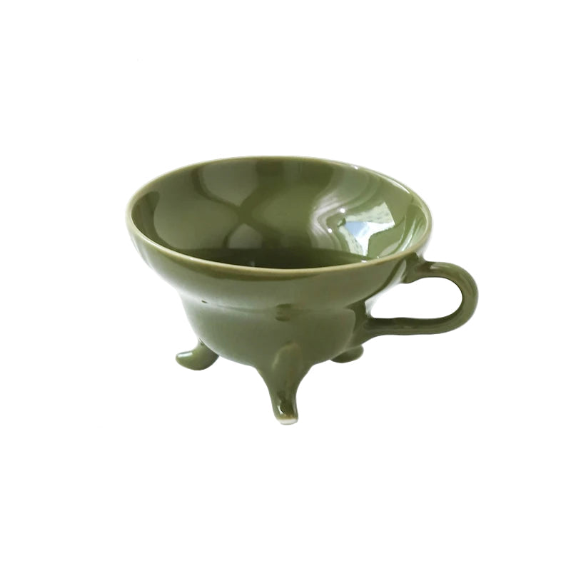 Vintage Solid Color Ceramic Coffee Cup Creative Italian Tripod Mug