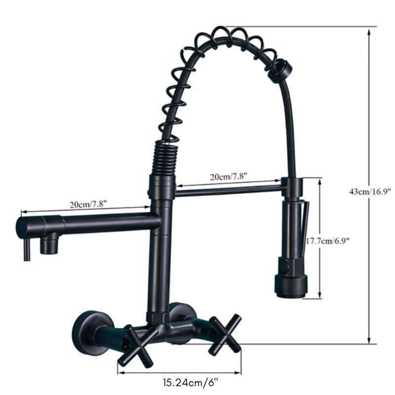 Wall Mounted Kitchen Faucet Kitchen Pull Down Spray 360 Rotation Tap