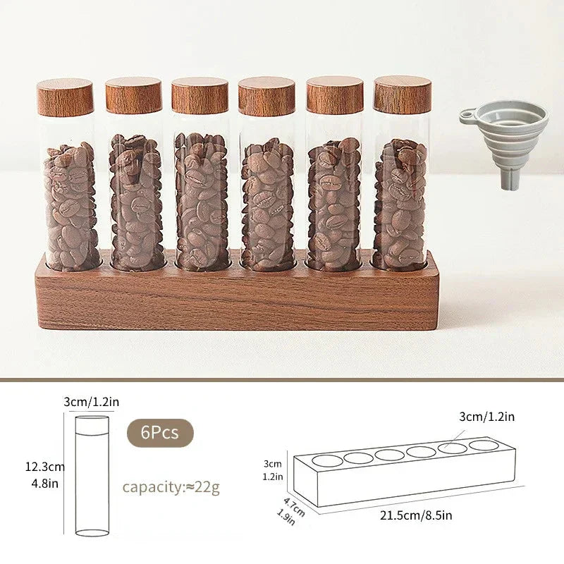 Walnut Solid Wood Base Single Dose Coffee Bean Storage Wooden Holder