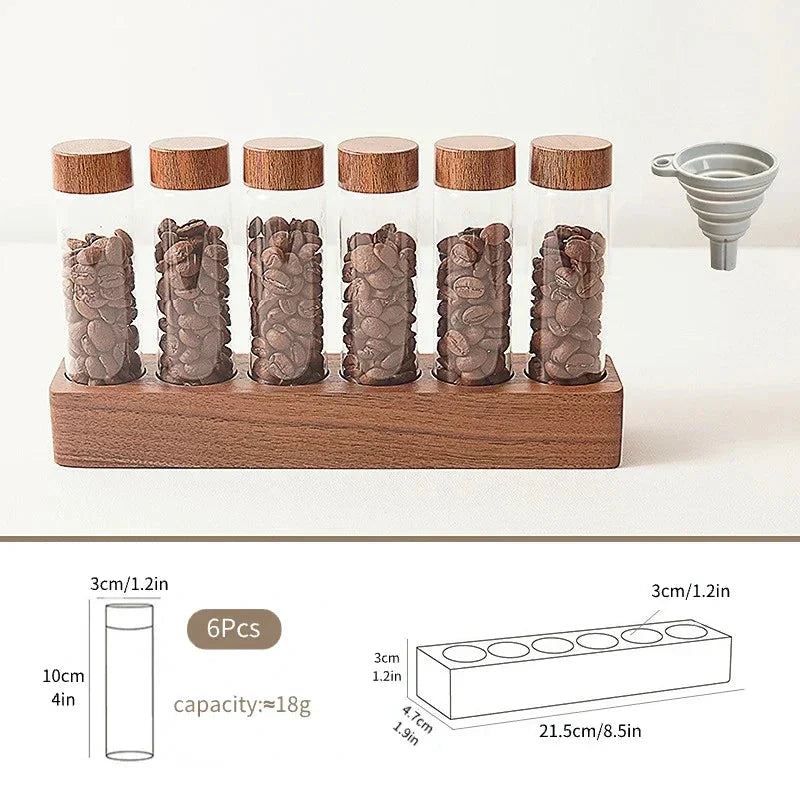 Walnut Solid Wood Base Single Dose Coffee Bean Storage Wooden Holder