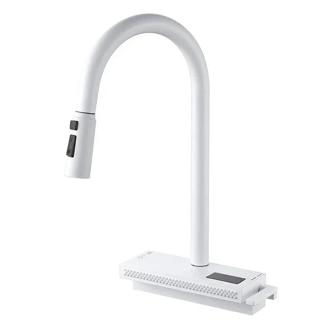 Waterfall Kitchen Faucet Temperature Display Pull Out Sink Tap