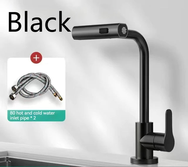 Waterfall Kitchen Faucets Pull Out Rainfall Spray Bathroom Basin Tap
