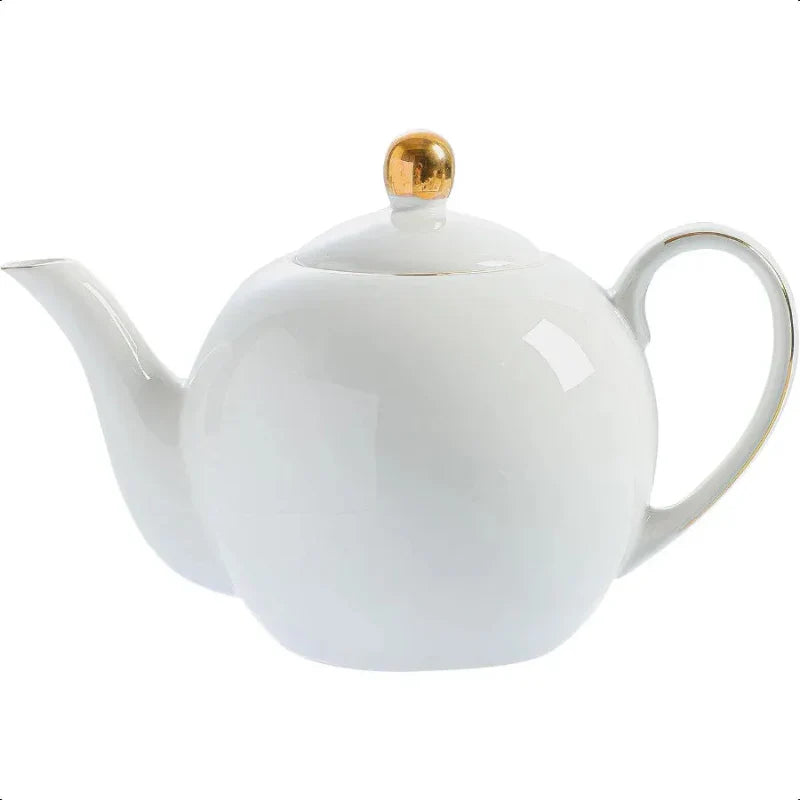 White Porcelain Teapot Classic design Teapot Kettles with Gold Trim